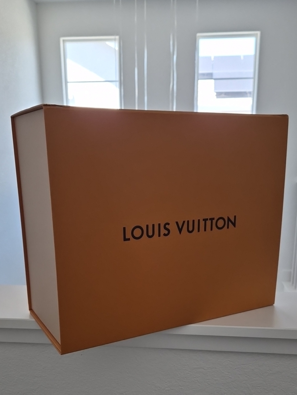 Louis Vuitton Large handbag Purse Gift Box Orange Black Logo Home Decor Storage